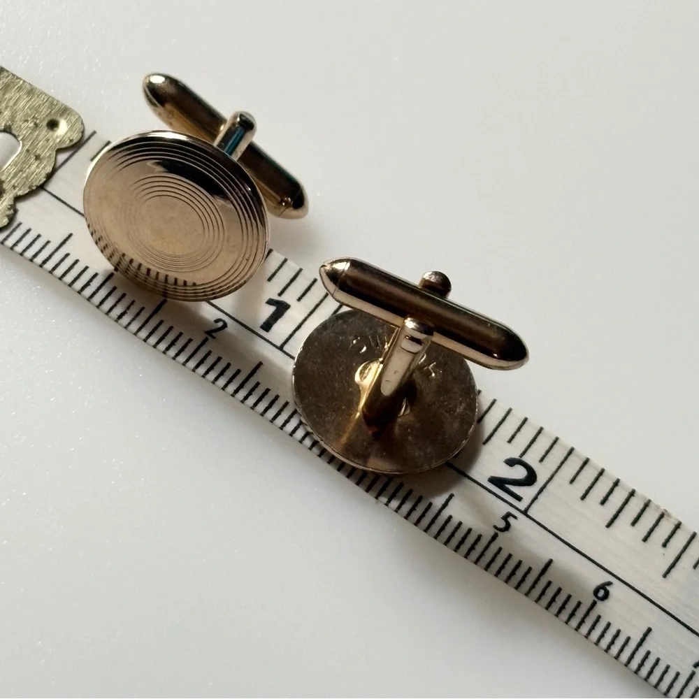 Vintage Estate Cufflinks Cuff links SWANK Men Round Gold Tone